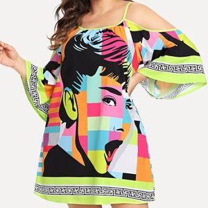 SOLD!!!Colorful Vintage Dress Feat. Audrey Hepburn